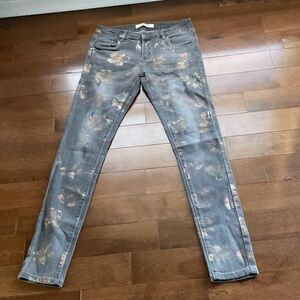 R. DISPLAY DENIM Floral Patterned Skinny Jeans